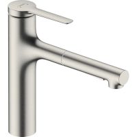 Смеситель кухонный Hansgrohe Zesis M33 160 2jet с вытяжным изливом, Stainless Steel Finish (74801800)