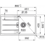 Кухонная мойка FRANKE CENTRO CNG 611-86 черная матовая, оборотная (114.0701.820) 860х500 мм.