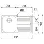 Кухонная мойка FRANKE LOGICA LINE LLX 611-79, крыло слева (101.0381.806) 790х500 мм.