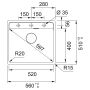 Кухонна мийка FRANKE MARIS MRG 610-52 TL чорна матова, врізний монтаж (114.0668.819) 560х510 мм.