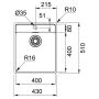 Кухонная мойка FRANKE MARIS MRX MRX 210-40 TL, монтаж заподлицо (127.0598.748) 430х510 мм.