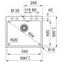 Кухонна мийка FRANKE MARIS MRG 610-54 FTL онікс, врізний монтаж (114.0668.902) 590х500 мм.