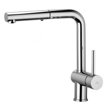 Смеситель для кухни Paffoni Light, с выдвижным изливом, Mercury Grey (LIG285MG-MET)