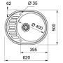 Кухонна мийка FRANKE RONDA ROG 611-62, оборотна, онікс (114.0381.072) 620х500 мм.