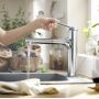 Змішувач для кухні Hansgrohe Zesis M33 160 2jet з витяжним зливом sBox Lite, Chrome (74804000)
