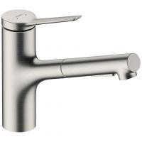Смеситель кухонный Hansgrohe Zesis M33 150 2jet с вытяжным изливом, Stainless (74800800)