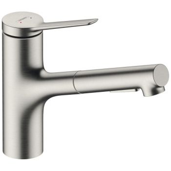 Смеситель кухонный Hansgrohe Zesis M33 150 2jet с вытяжным изливом, Stainless (74800800)