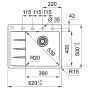 Кухонная мойка FRANKE CENTRO CNG 611-62 TL серый камень, крыло слева (114.0630.453) 620х500 мм.