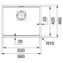 Кухонна мийка FRANKE KUBUS 2 KNG 110-52 біла (125.0517.046) 560х460 мм.