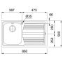 Кухонная мойка FRANKE LOGICA LINE LLL 611-79, крыло слева (101.0381.809) 790х500 мм.