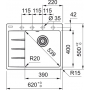 Кухонная мойка FRANKE CENTRO CNG 611-62 TL черная матовая, крыло слева (114.0699.240) 620х500 мм.