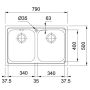 Кухонная мойка FRANKE LOGICA LINE LLX 620-79 (101.0381.838) 790х500 мм.